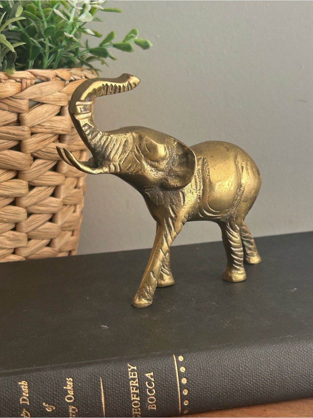 Solid Brass Elephant Figure MCM Animal mid century